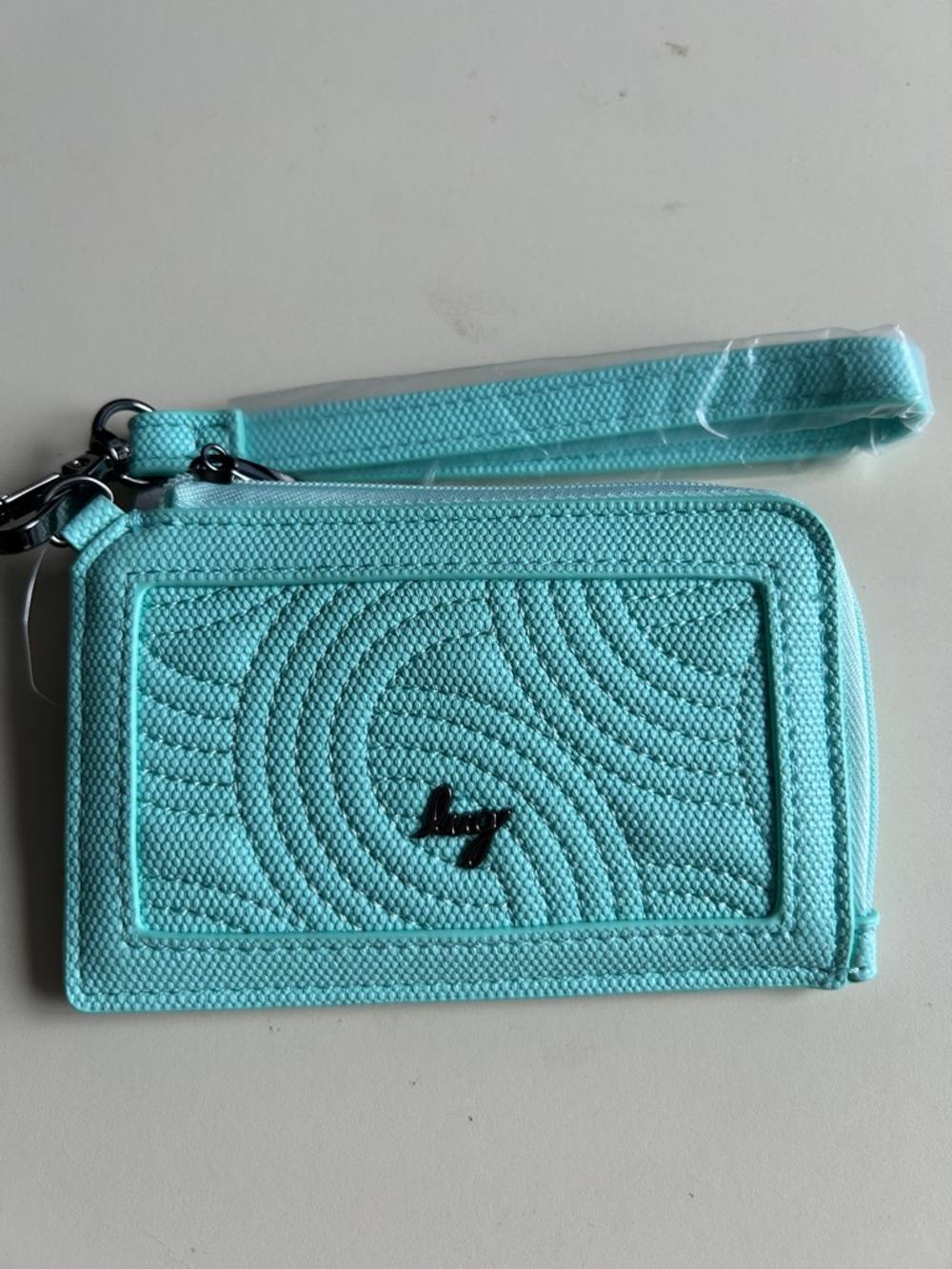 LUG TWIRL MATTE LUXE RFID WRISTLET CARD WALLET AQUAMARINE BLUE NWT
